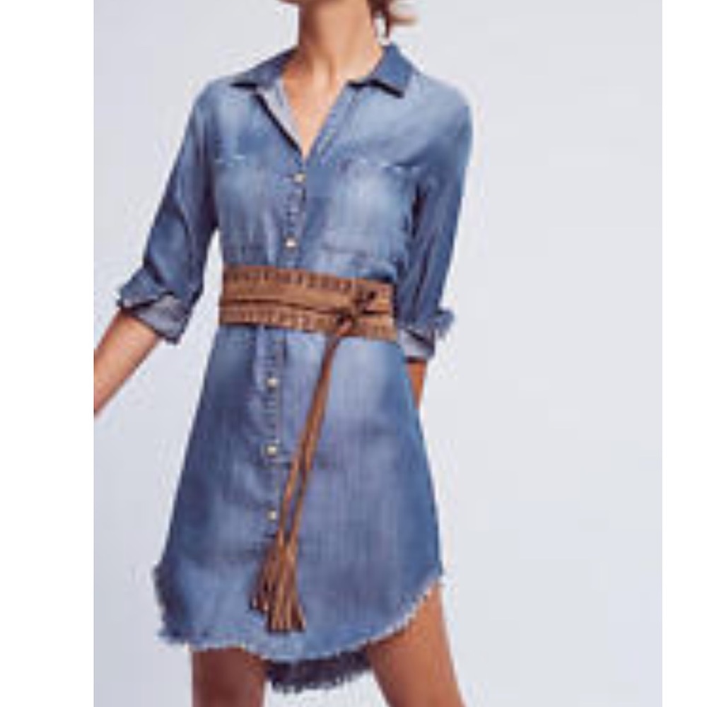 {Anthropologie} Fringed Chambray Tunic - Picture 7 of 7